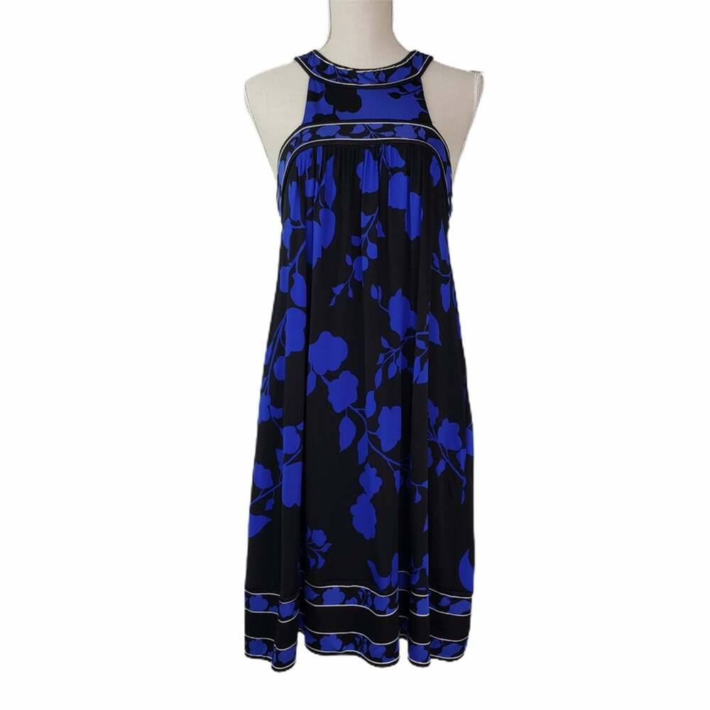 BCBGMaxazria Floral Hi Neck Dress